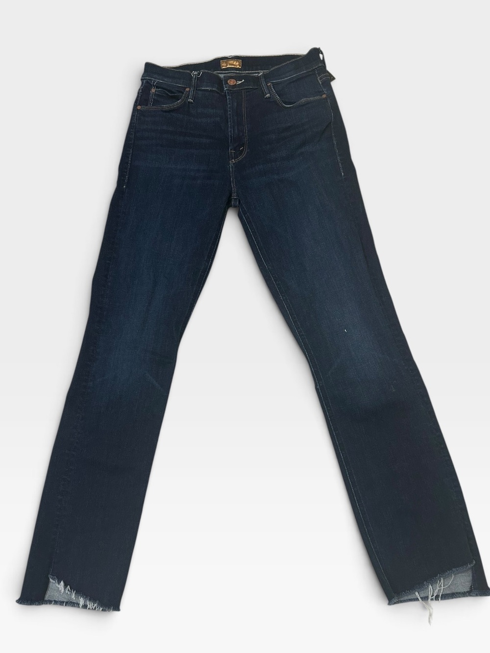 MOTHER The Mid Rise Dazzler Ankle Step Fray Jeans Size 28 | 28”L - dark wash